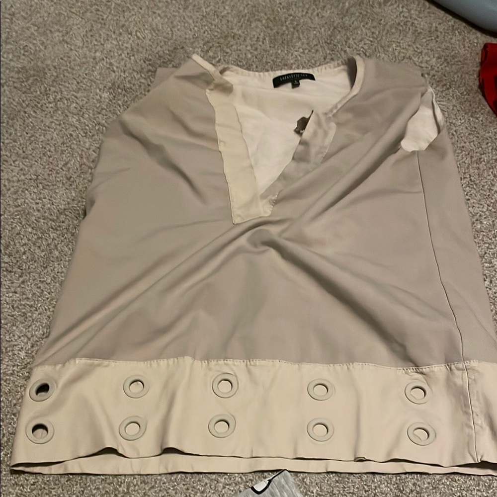 Lafayette 148 New York Tan Sleeveless Blouse with V-Neck